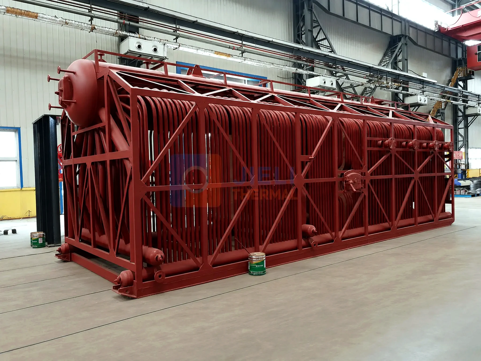Water-tube pressure-part bundle for a coal-fired steam boiler under assembly