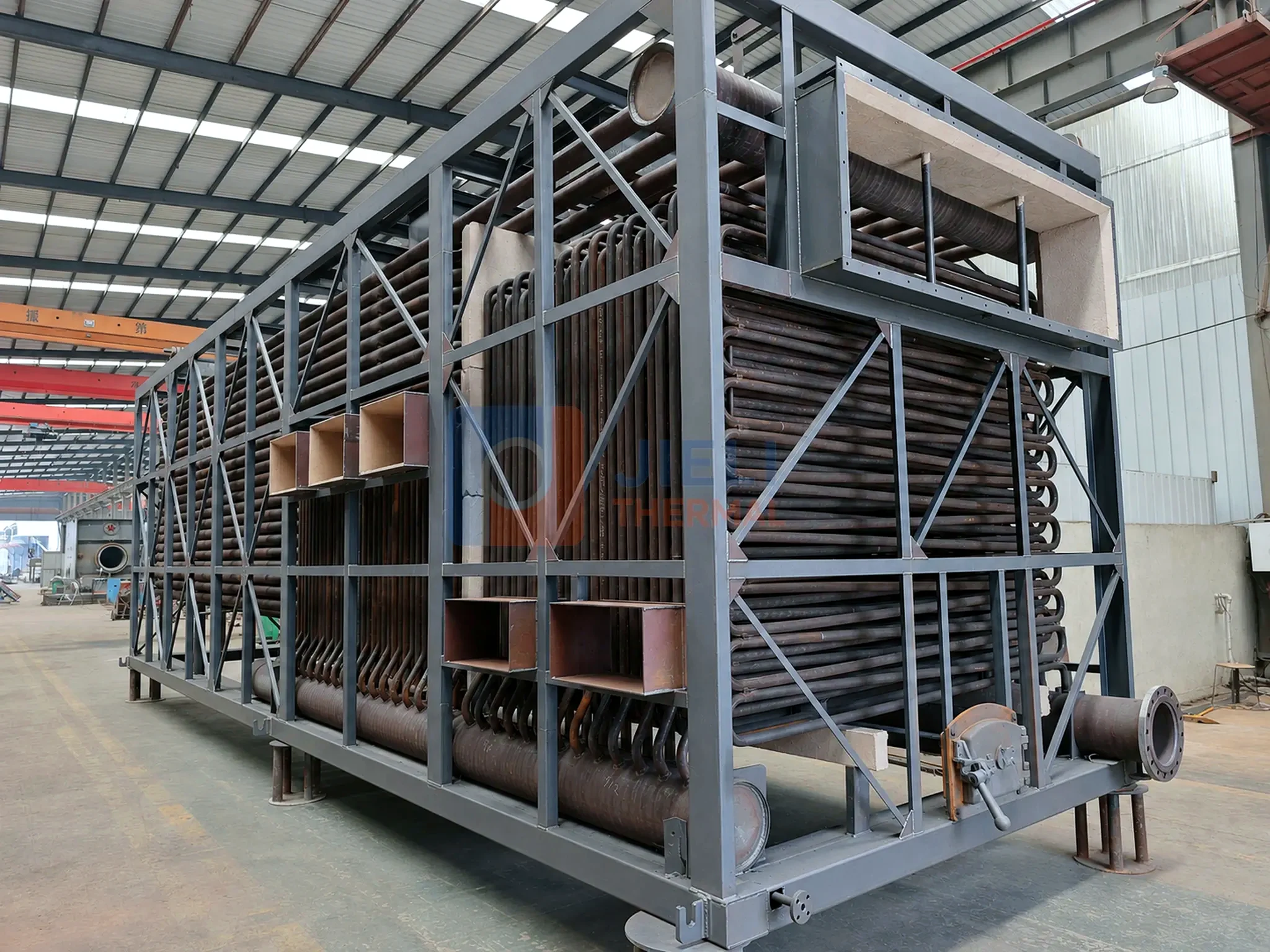 Coal-fired thermal oil heater — heat-transfer coil assembly before casing