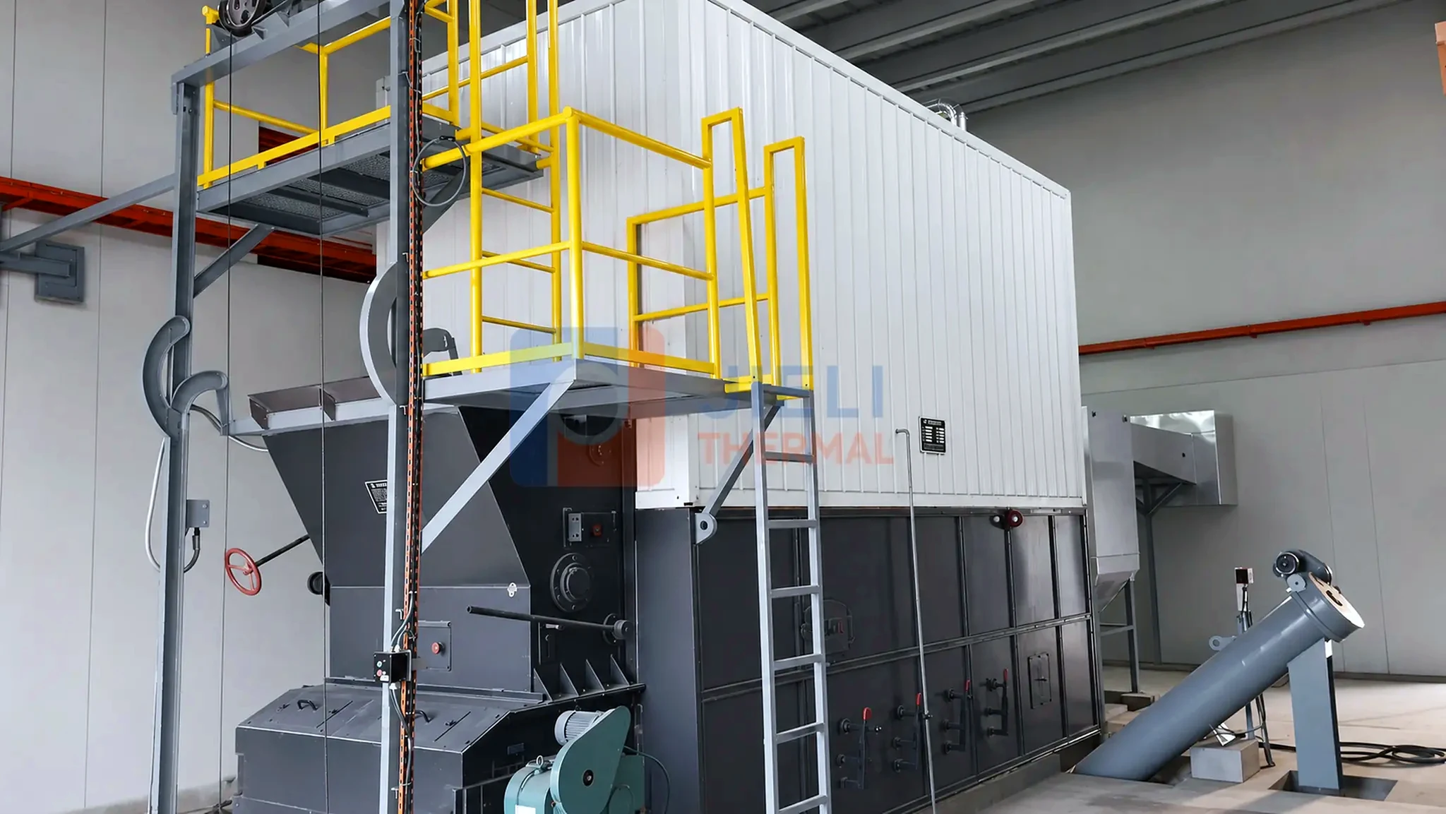 Coal-fired thermal oil heater — vertical packaged unit with fuel feeder