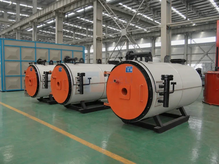 Gas-fired thermal oil heater units in the workshop
