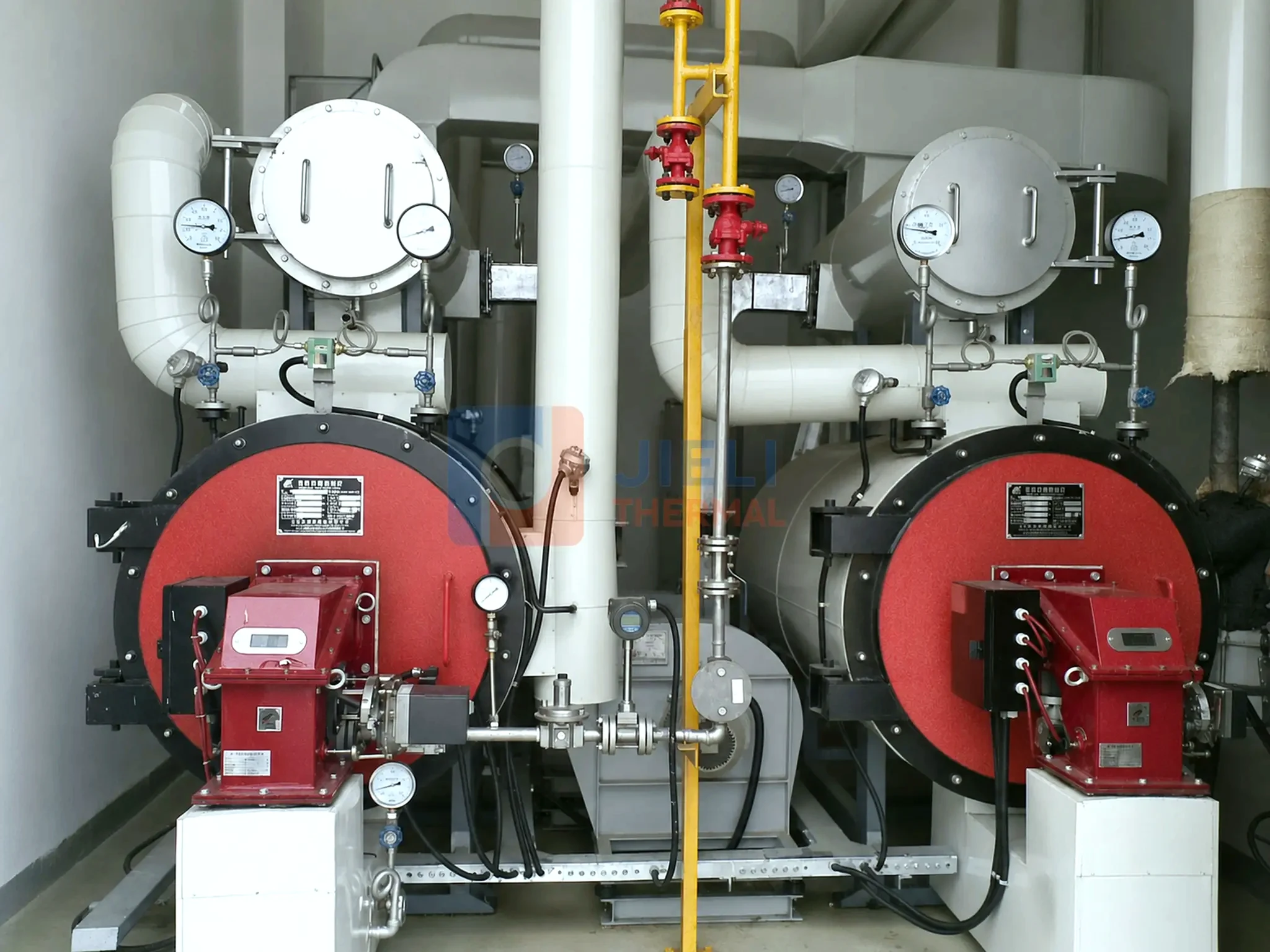 Gas / oil-fired thermal oil heater — two installed heaters with burners and process instruments