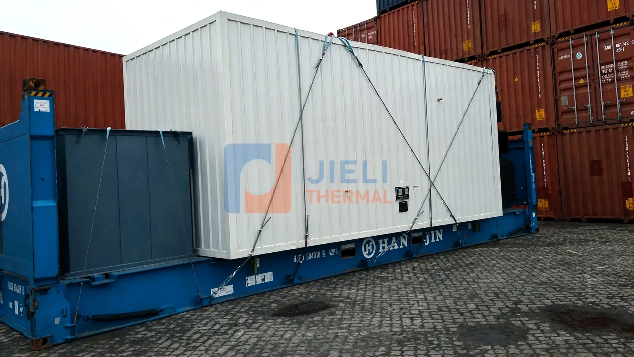 Industrial boiler export delivery — boiler package in a frame box for international transport