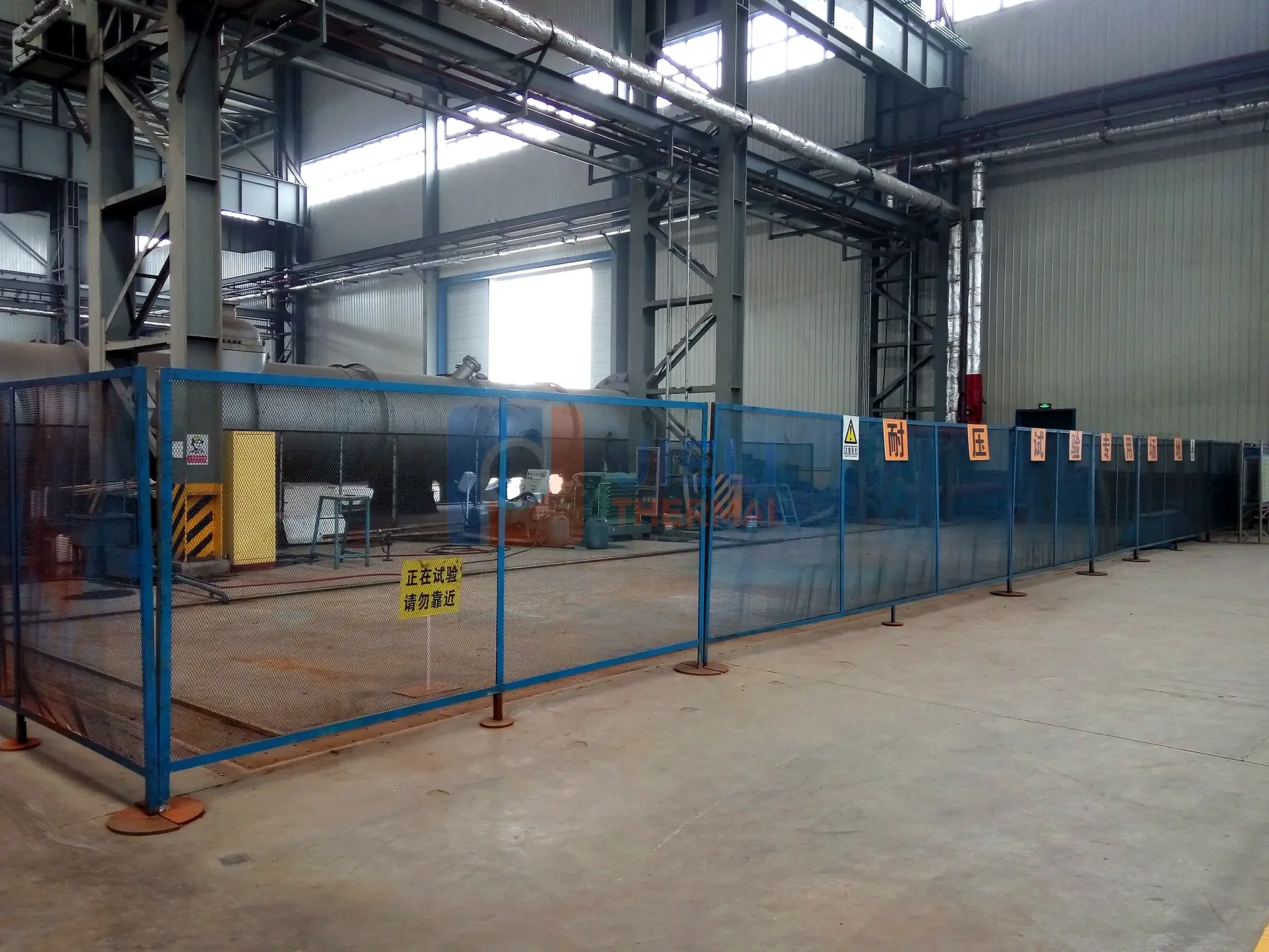 JIELI THERMAL boiler manufacturing — protected boiler-shell welding area