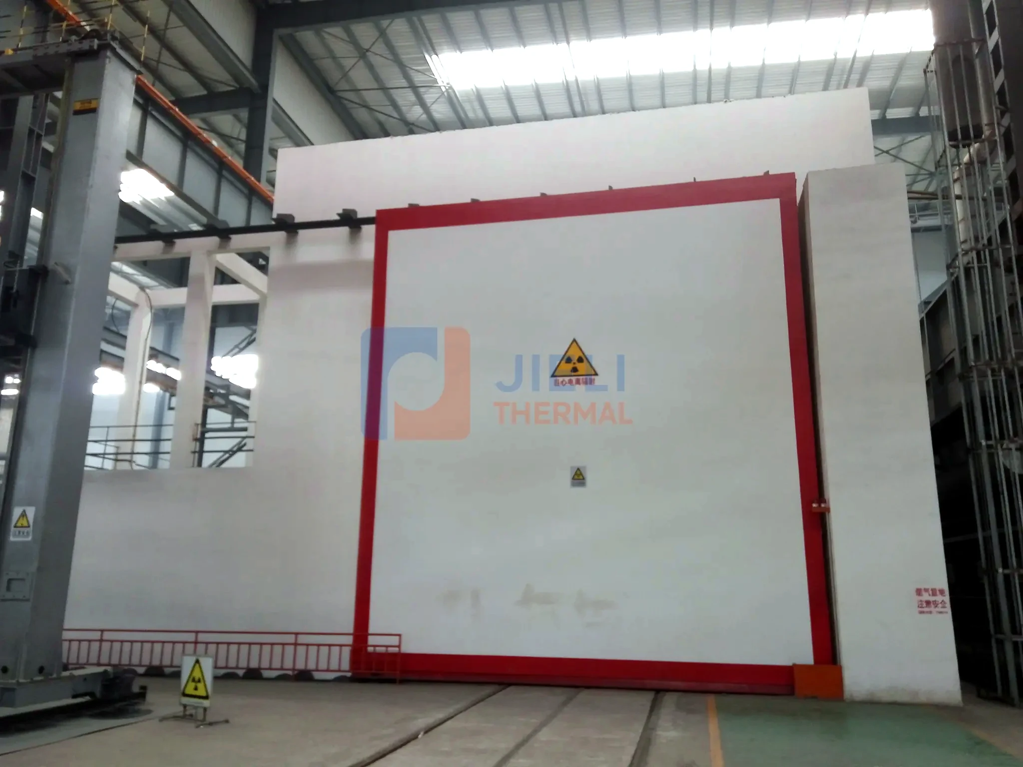 JIELI THERMAL boiler manufacturing — enclosed shot-blast room for steel preparation