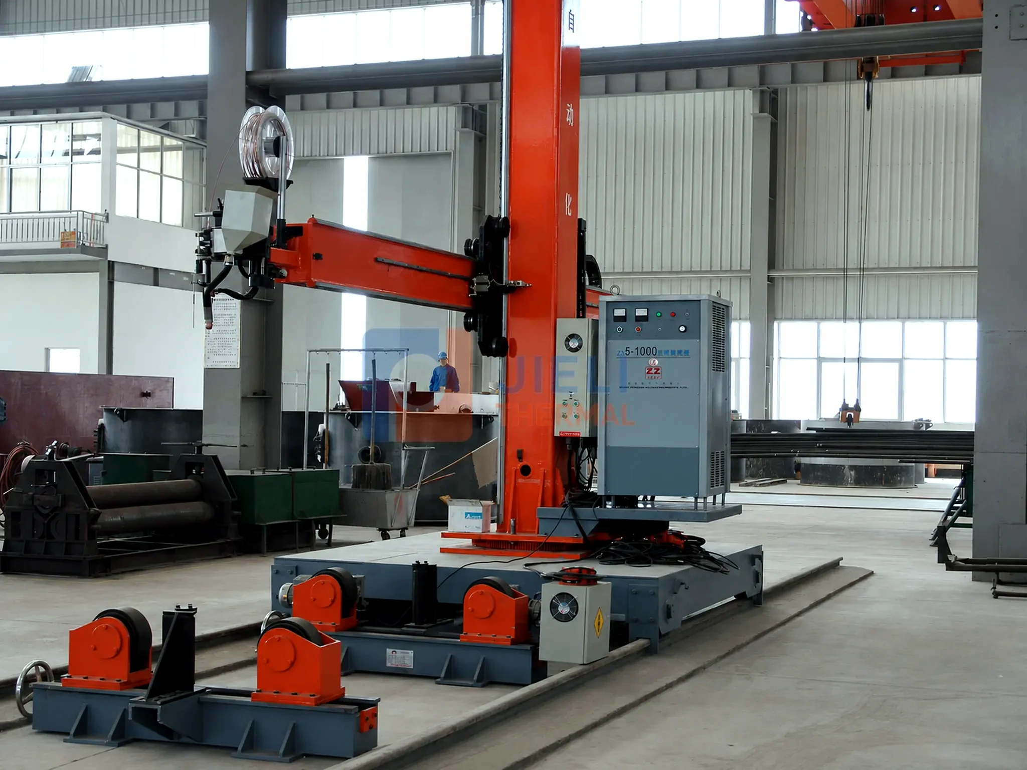 JIELI THERMAL boiler manufacturing — automatic submerged-arc welding station