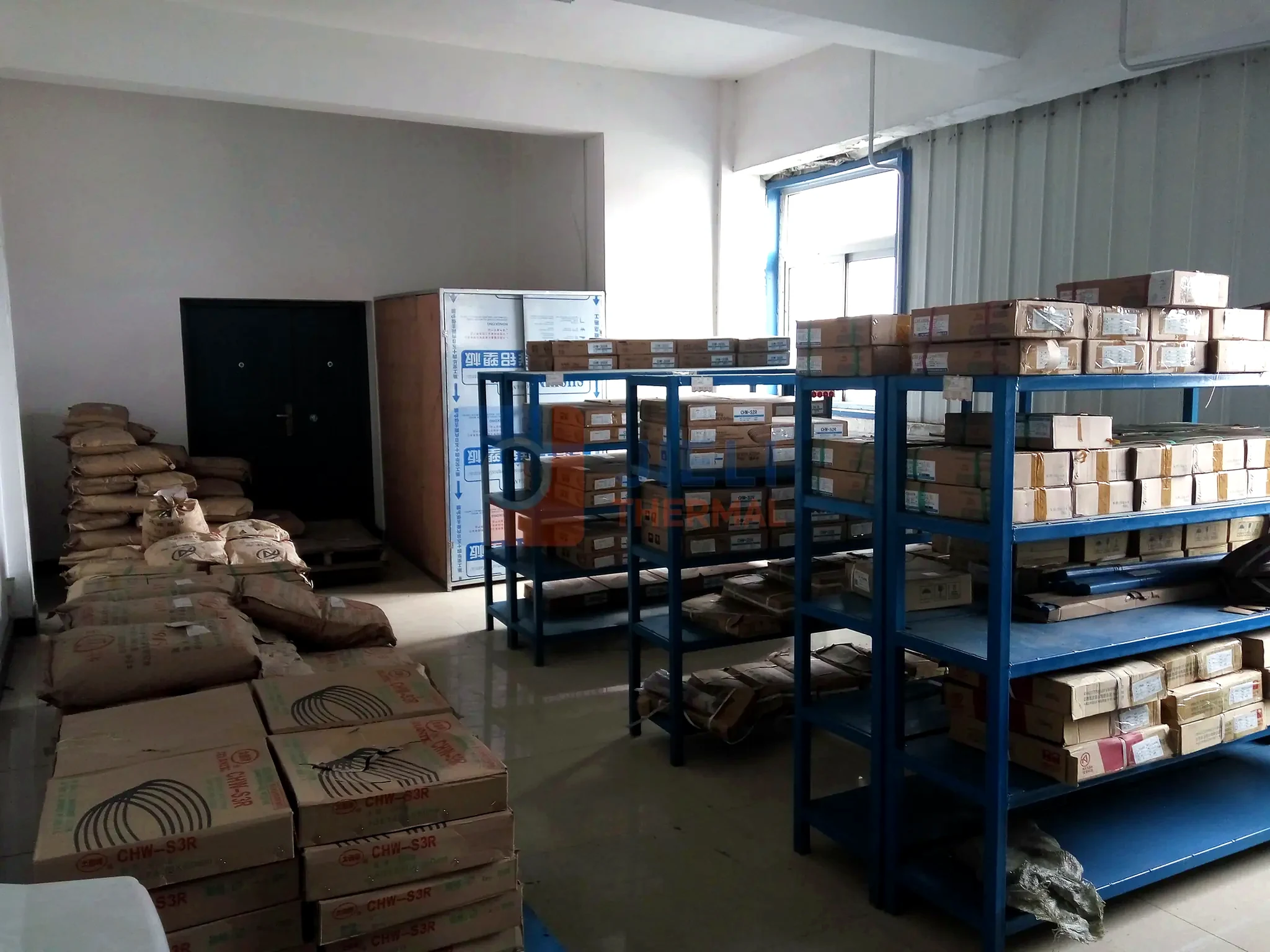 JIELI THERMAL boiler manufacturing — controlled welding-consumables storage room