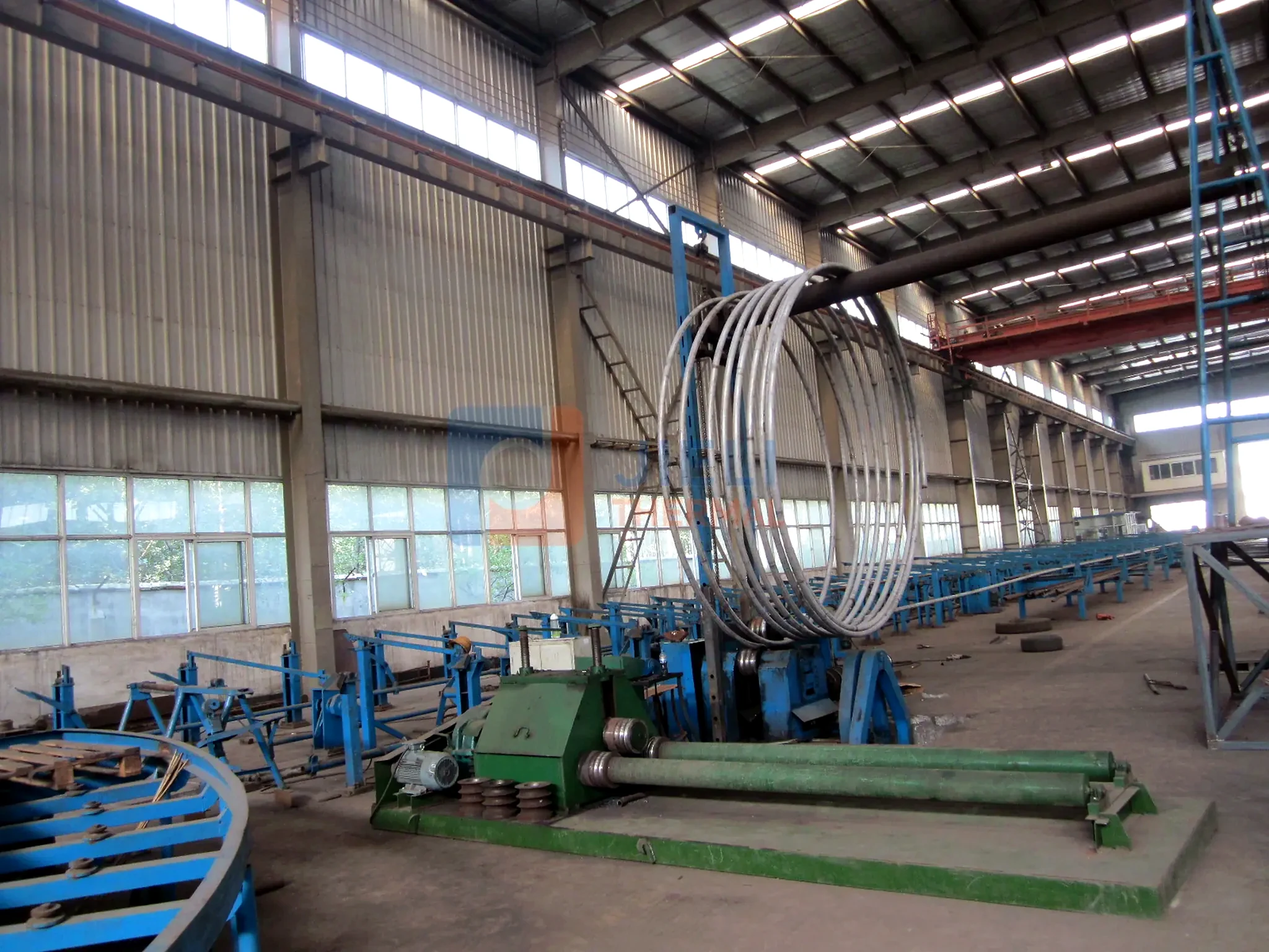 JIELI THERMAL boiler manufacturing — large-diameter thermal-oil coil forming
