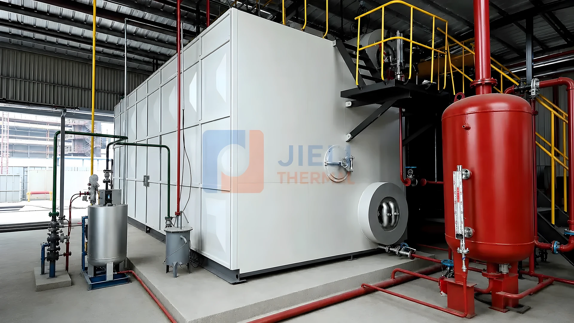 SZS water-tube gas-fired steam boiler system in an industrial installation