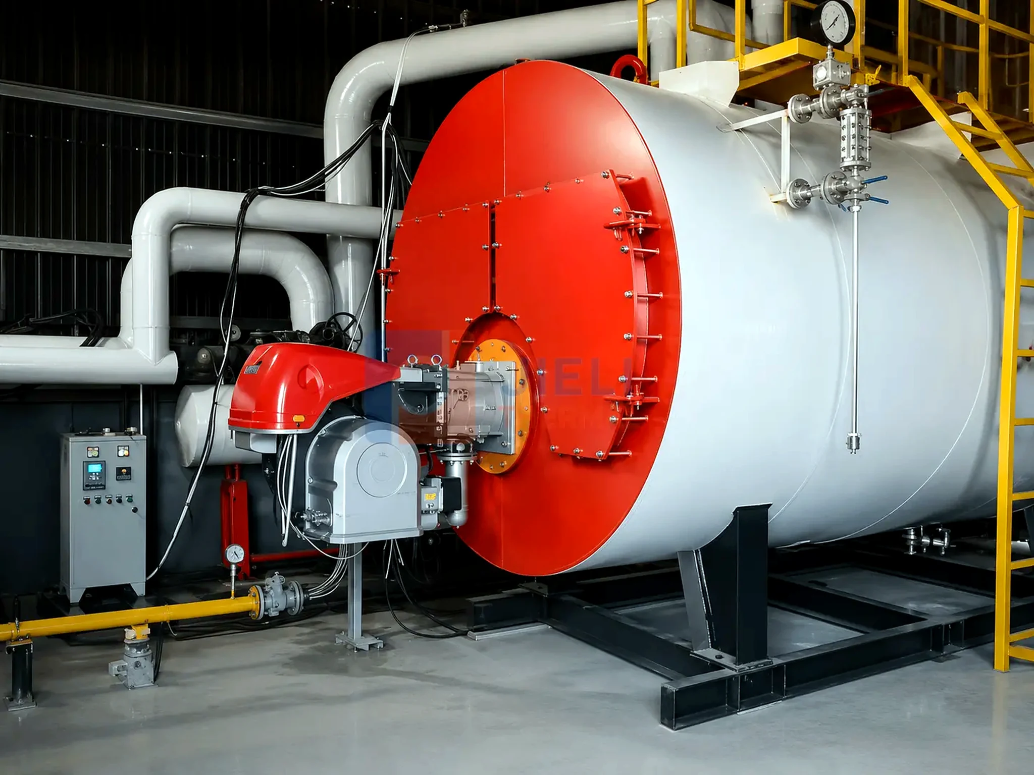 Gas-fired industrial steam boiler installed for a textile processing project