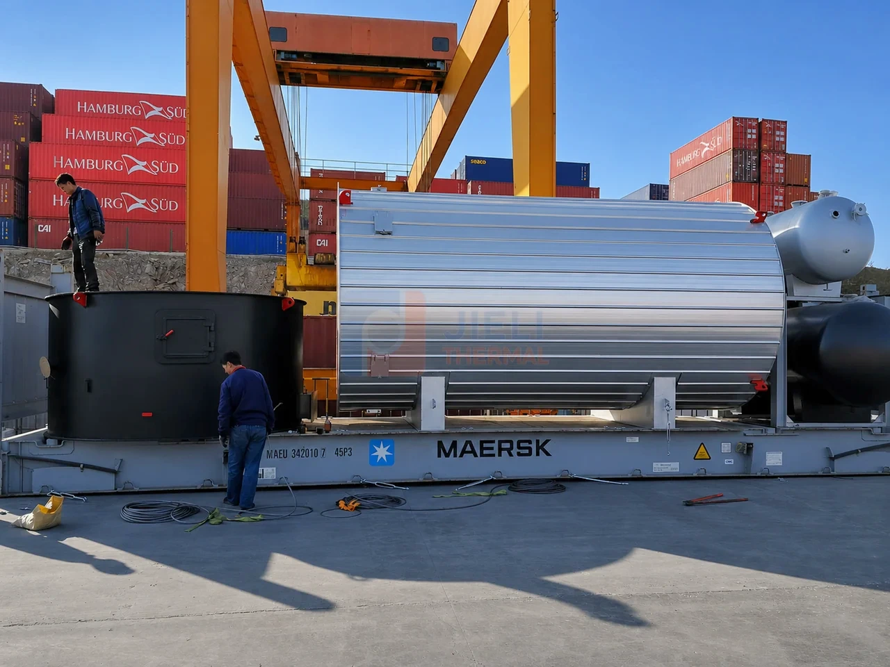 Chile 3,000,000 kcal biomass thermal oil heater package during port container loading