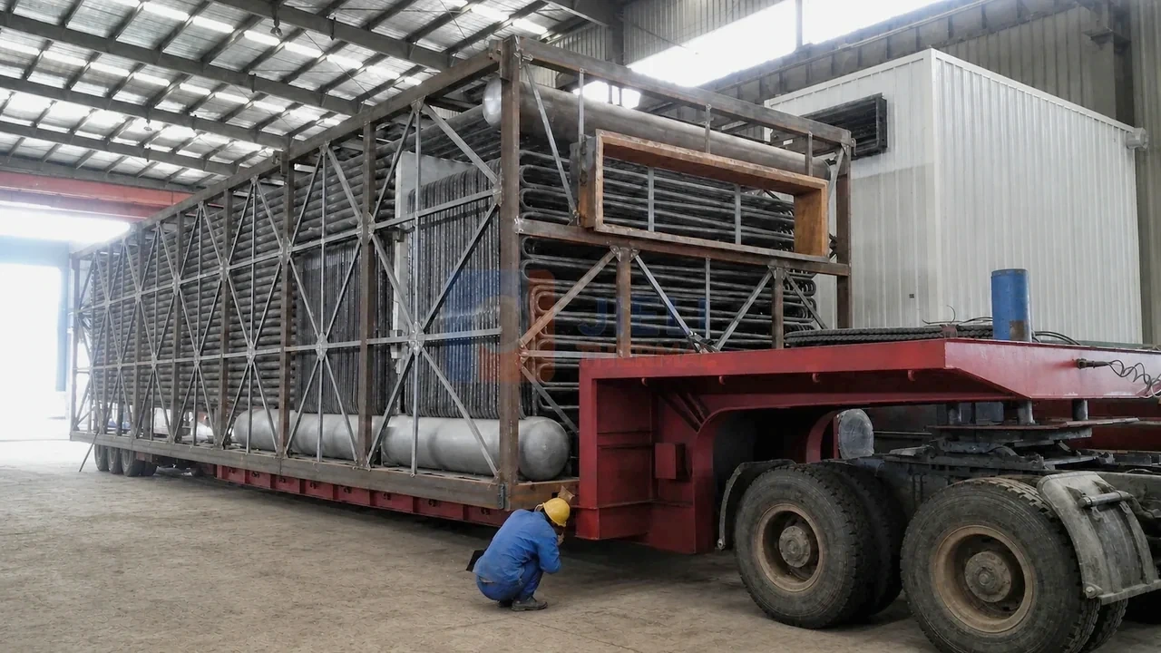 Indonesia 20,000,000 kcal biomass thermal oil heater loaded on a heavy transport trailer