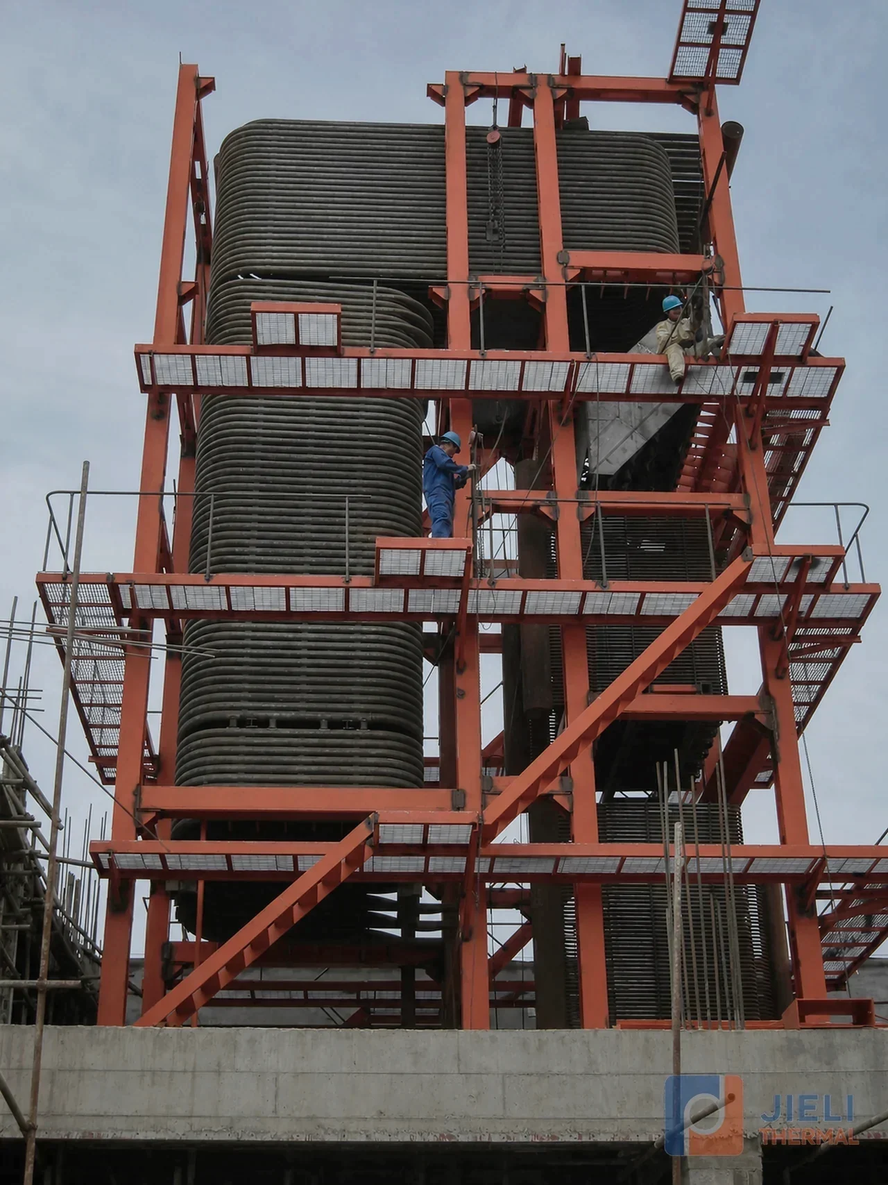 Vertical construction view of Shijiazhuang 9 million kcal CFB thermal oil heater