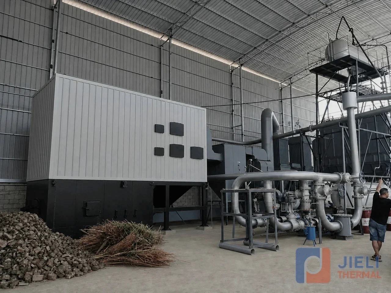 Vietnam 4 million kcal biomass thermal oil heater with silver process piping and biomass fuel