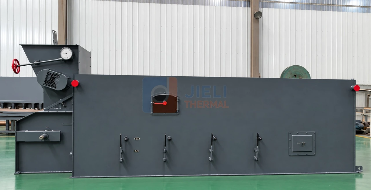 YLW250 2800 kW biomass thermal oil heater for Surabaya, Indonesia — combustion base and service doors